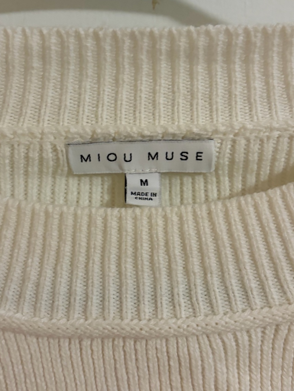 Miou Muse USA Rope Letter Oversized Ivory Sweater Patriotic - Picture 2 of 4
